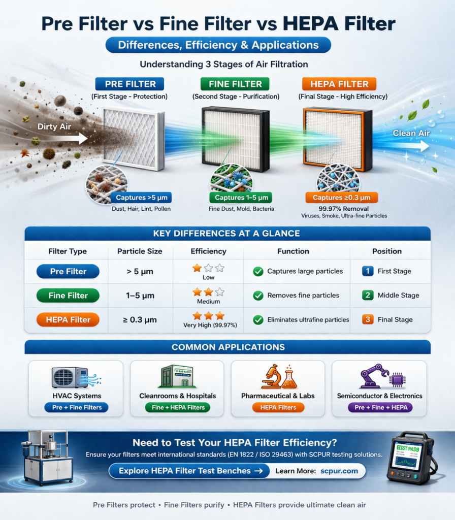 Comparison of Pre Filters, Fine Filters, and HEPA Filters