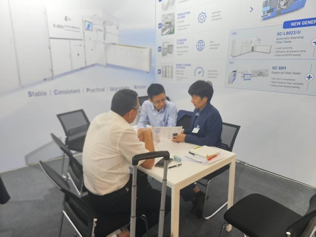 Face-to-face technical discussions focused on specific filters, standards, and testing requirements