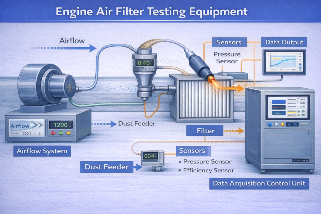 Оборудование для испытания воздушных фильтров двигателя