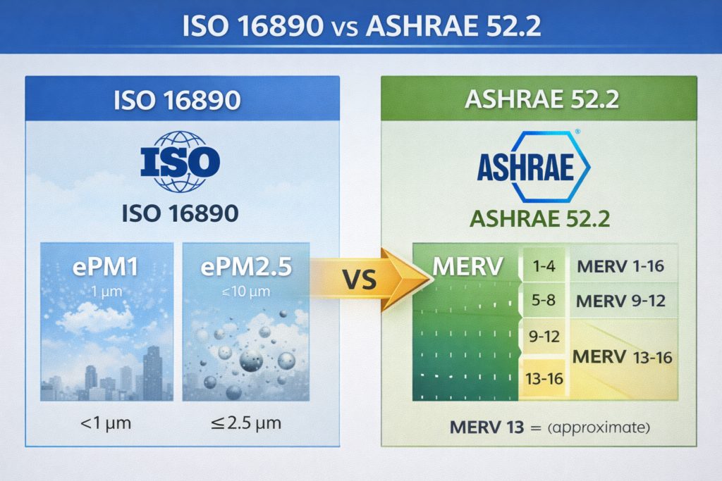 ISO 16890 대 ASHRAE 52.2