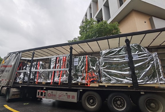 Figure 2. The system was disassembled, protected and loaded for transport
