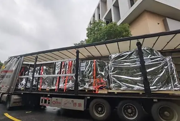 Figure 2. The system was disassembled, protected and loaded for transport