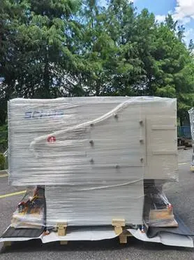 SC-5011 module secured with transparent stretch film and identified for shipment